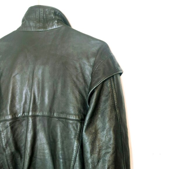 Vintage Torras Black Leather Jacket Mens Size 48 Made In Spain Pure Wool Lining - Picture 5 of 12